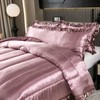 Blush Pink Queen Comforter Set Silk Like Satin Bedding Set