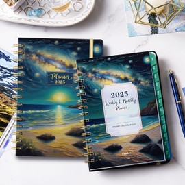 2025 Planner - Planner 2025, Jan. 2025 - Dec. 2025, 8.4"x 6.3", 2025 Weekly and Monthly Planner with Elastic Closure, Sticky Tabs + Hardcover - Dreaming Sea
