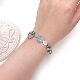 Yongxu Stainless Steel Twisted Rope Saint Benedict Medal Bangle Bracelets for Men And Women，Cross Catholic Religion St. Benedict Bracelet Mustard Seed Faith CSPB Christian Jewelry for Church Prayer