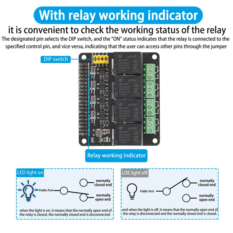 SEENGREAT 4 Channel Relay Modules DC3.3V/5V with Optocoupler for Raspberry