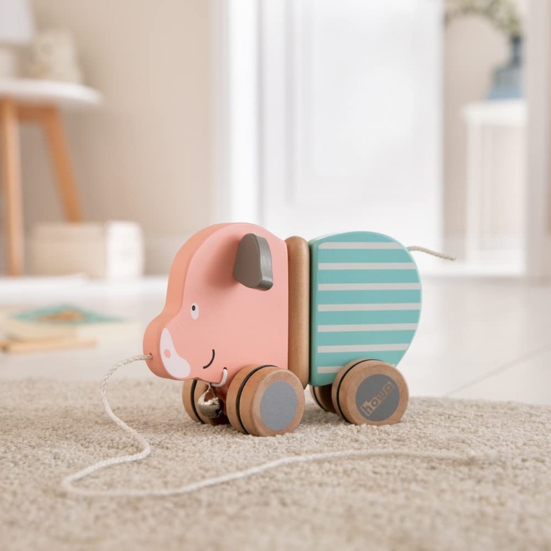 howa Berta 6025 Pull Along Animal Pig Wooden