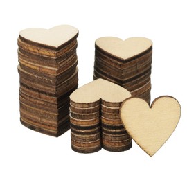 PATIKIL 25mm Wooden Hearts, 100 Pack Unfinished Wood Hearts Blank Wooden Cutouts Ornaments Natural Wood Pieces for Christmas Party Craft Projects