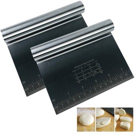 BANCOO 2-PCS Set Food Grade Stainless Steel Bench Scraper/Pastry Cutter - Chopper For Chopping Food Such As Dough, Pizza, Spaghetti, Noodles And Biscuits