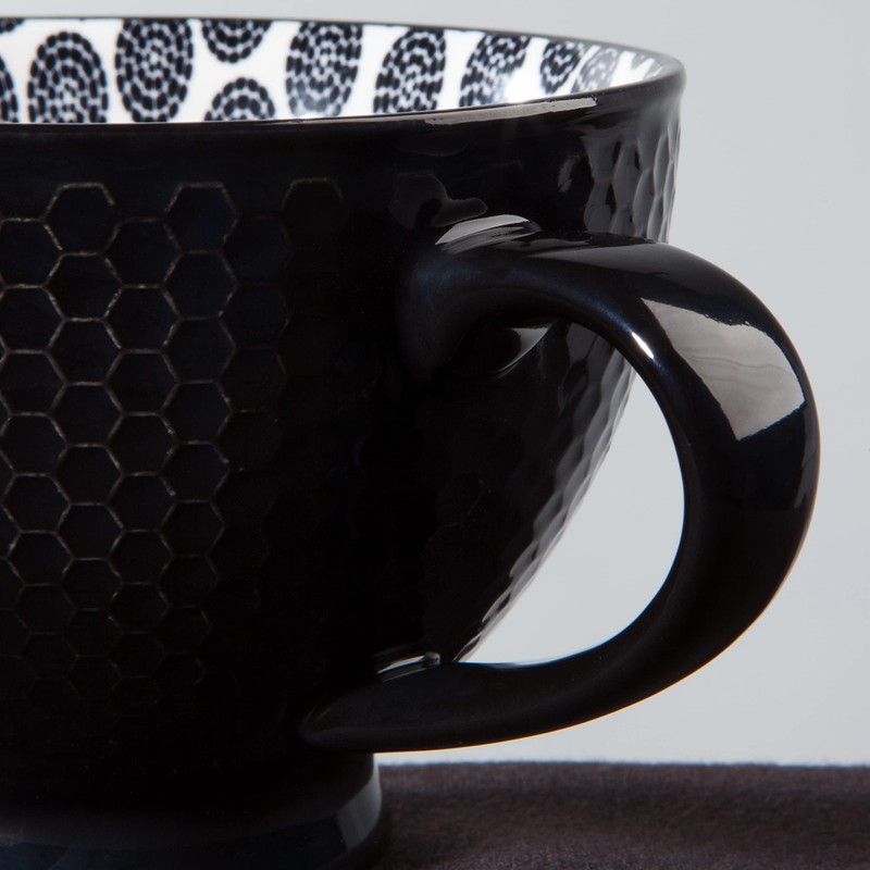 Now Designs 14 oz Textured Latte Mug, Black