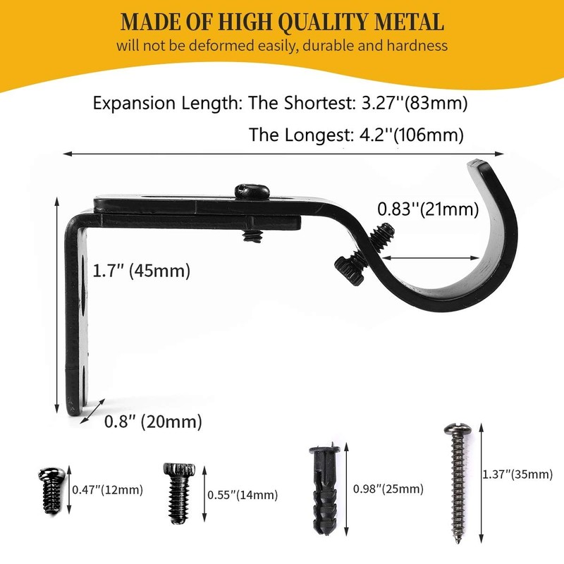 Anndason Heavy Duty Adjustable Curtain Rod Brackets Rod Holders Curtain