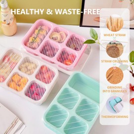 Bento Box Adult Lunch Box 4 Pack, 5-Compartment Meal Prep Container, Reusable Food Storage Snack Box Container, Stackable, Work, and Travel