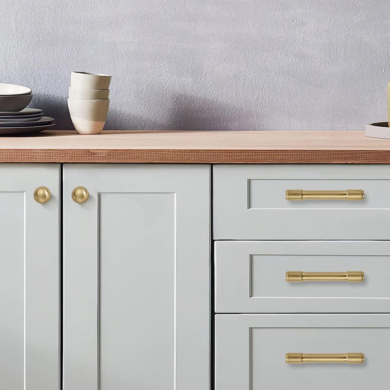 khtumeware 6 Pack Brushed Brass Cabinet Pulls 6 Inch(152MM) Hole