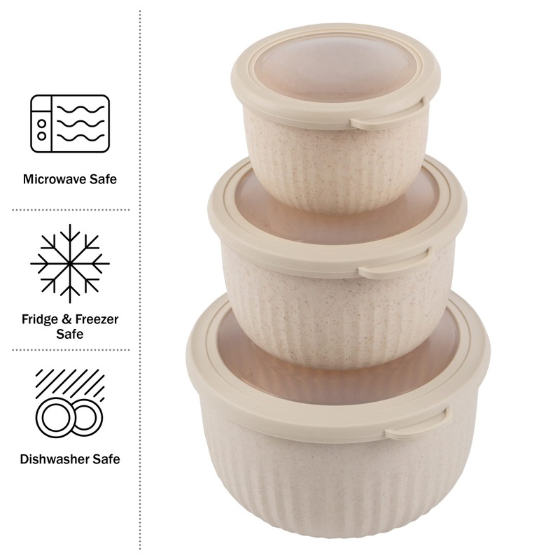 Classic Cuisine Set of 3 Bowls with Lids - Microwave,