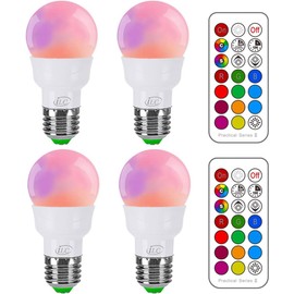 iLC iLC Glhbirne mit Fernbedienung Farbwechsel Farbige Leuchtmittel LED Lampe Edison Dimmbare Farbige Leuchtmitte Lampen 5W E27 RGB LED Birnen - Dual Memory - 12 Farben - (4-er Pack)