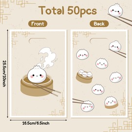 ArowlWesh 50Pcs Cute Bao Dumpling Favor Bags Plastic Gift Bags with Handles