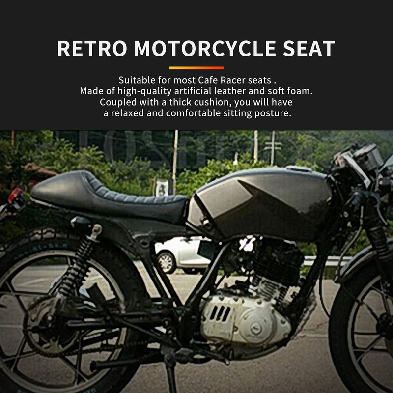 Black Vintage Cafe Racer Hump Seat Retro Saddle For CB
