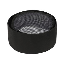 Mesh Top Chef Skull Hat Unisex Cool Vent Chef Beanie Sushi Beanie Double-Rimmed Kitchen Cooking Food Service Cap with Elastic Black