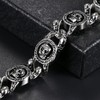 OIDEA Men's Rock Skull Bracelet: Skull Heavy Link Chain Bracelet