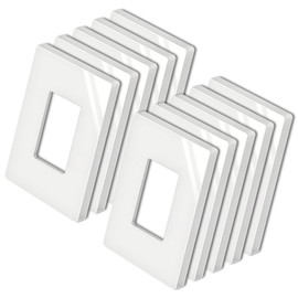 BESTTEN [10 Pack] Midsize Screwless Wall Plate, USWP4 Glossy Off White, Midway Decor Outlet Cover, Midsized Switch Plate, 1 Gang, H4.88" x W3.11"