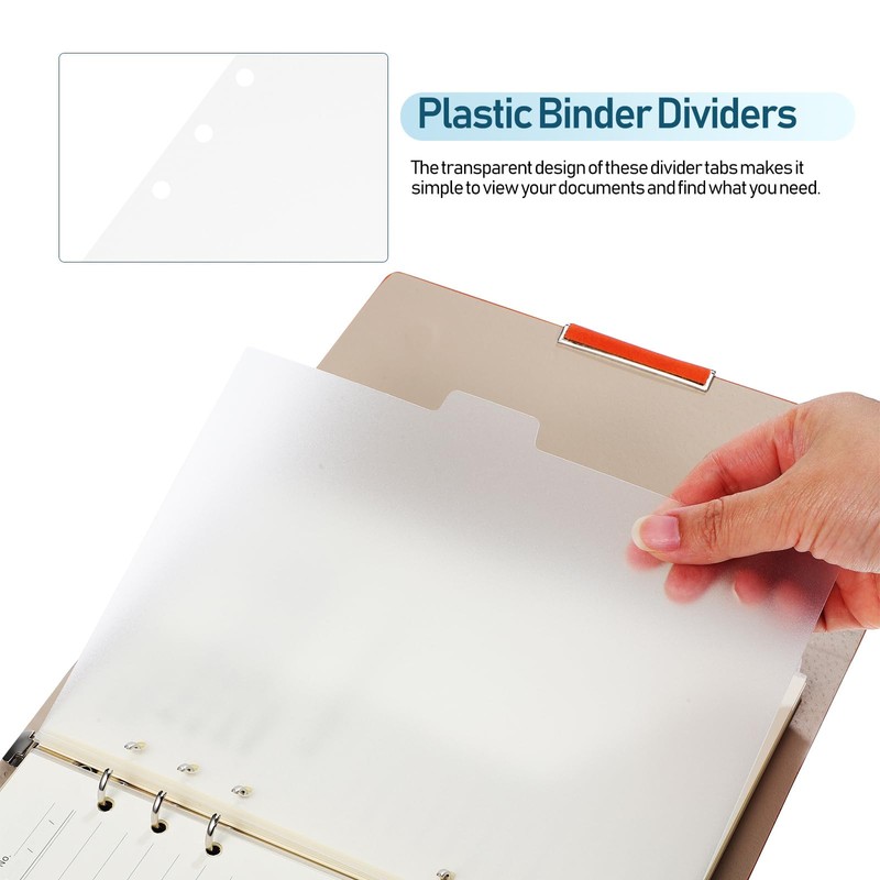 Index Divider Card Sheet a5 6 Holes Transparent Plastic Index