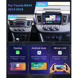 4G/WiFi Hi-Res 8Core 8G 128G for Toyota RAV4 2013-2019 Car Stereo Radio with Wireless CarPlay Android Auto Mirrorlink AM/FM,10.1 inch 1280 * 720P QLED Touch Screen DSP BT5.0 GPS Backup Camera