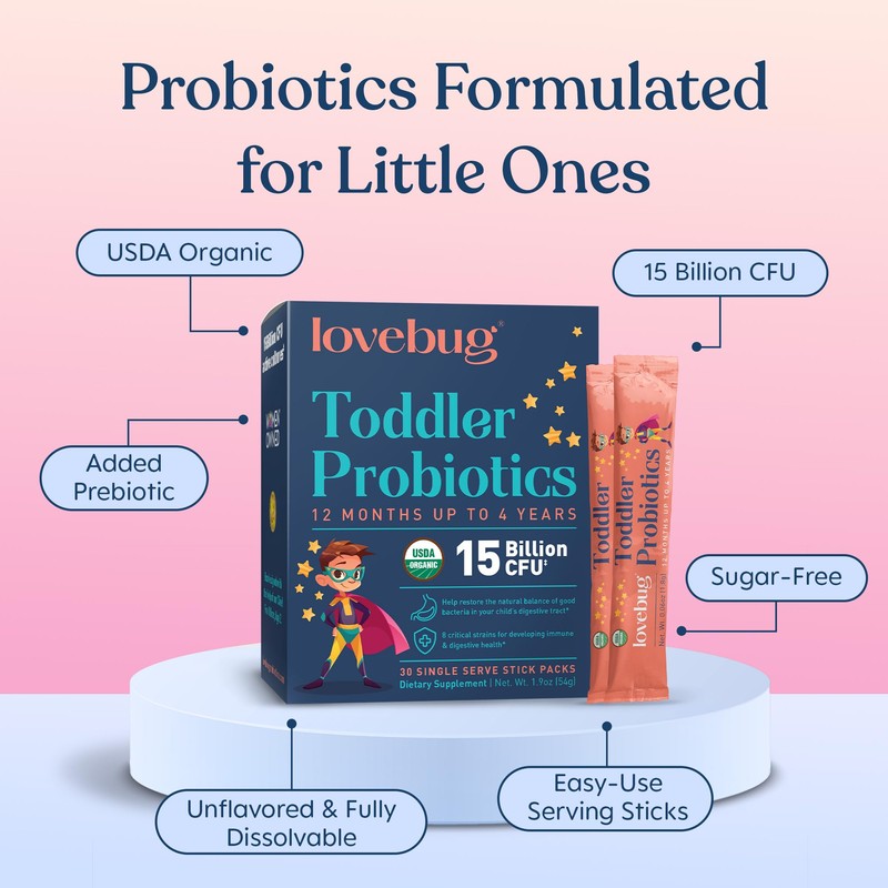 LOVEBUG Kids Probiotic Powder with Prebiotic Fiber - Toddler Immunity