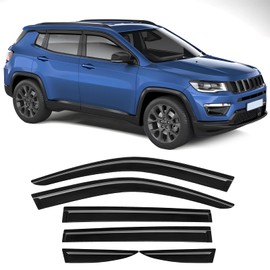 Rain Guards Compatible with Jeep Compass 2017-2026 Black 6 PCS