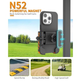 FASON Magnetic Golf Cart Phone Holder – Ultra-Strong N52 Magnet | Golf Cart Accessories Compatible with EZGO Club Car Yamaha | Hands-Free & Anti-Drop Design | Golf Accessories Gift for Men & Women