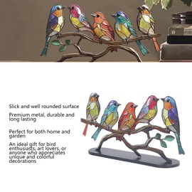 Colorful Birds Statues Metal Home Decor Modern Style Figurine Decorative Vintage Elegant Table Ornaments for Living Room, Bedroom, Office Desktop, Cabinets