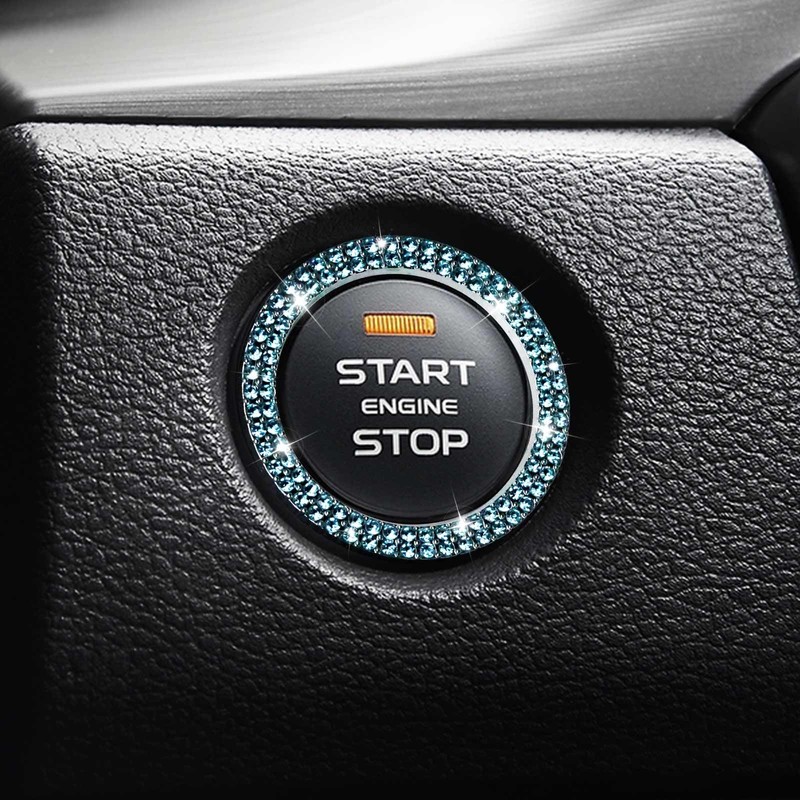 WHALETAIL 2PCS Bling Crystal Rhinestone Car Engine Start Ring Stickers,