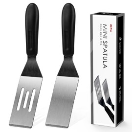 Pequeña espátula profesional mini para servir, juego de 2 piezas de espátulas de acero inoxidable, volteador para cortar y servir para la cocina, volt