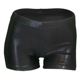 LUOUSE Pantalones cortos de gimnasia para niña, de 4 a 13 años, tallas S-L, Negro brillante y rosa, 8-9 Años