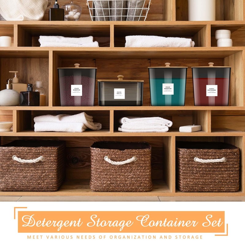 Threehoney 4 Pack Laundry Powder Container and Dryer Sheet Holder