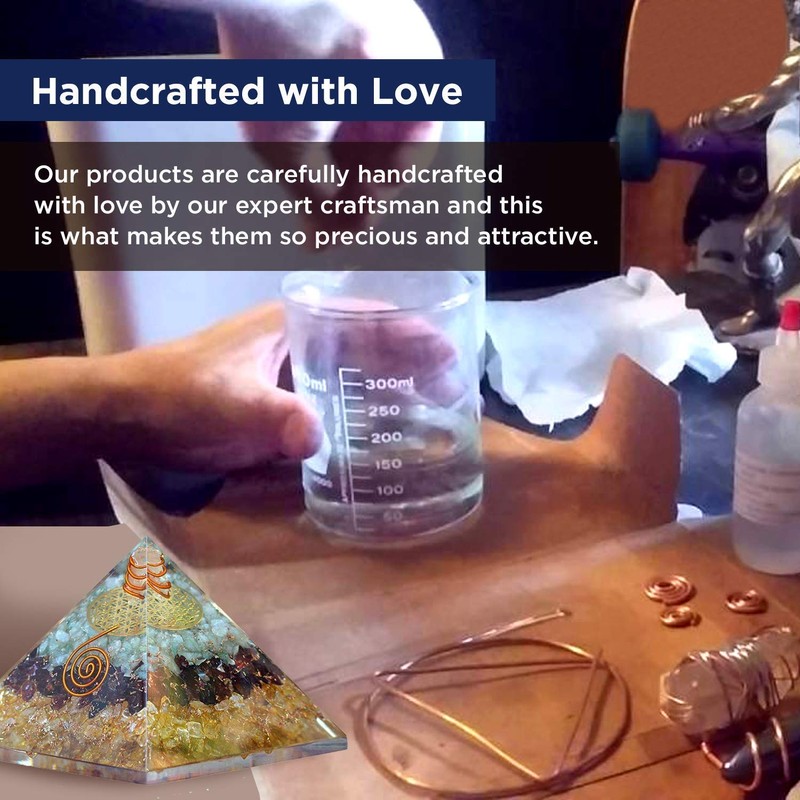 Orgonite Crystal Triple Money Pyramid Energy Generator Promotes Wealth and