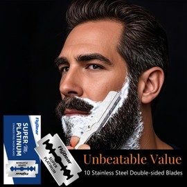 Straight Razor For Men - Premium Stainless Steel Barber Shaving Kit With Wooden Handle & Safety Guard, Single Blade Precision For Smooth Shaving With 10 Blades, Brown Spider Wood Handle