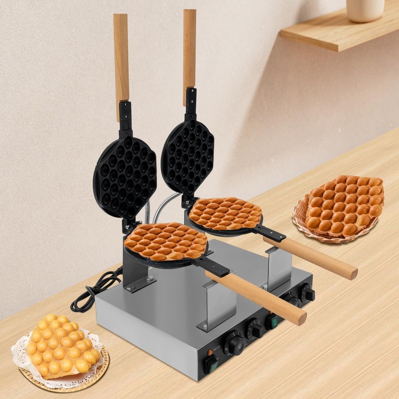 Commercial Bubble Waffle Maker 2830W Egg Bubble Puff Iron Double