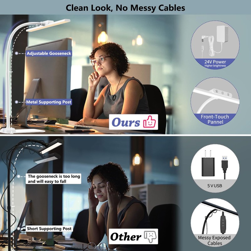 KableRika LED Desk Lamp with Base: Bright Desk Lights for