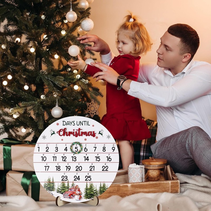Wooden Christmas Advent Calendar, 25-Day Christmas Countdown Calendar, Christmas Advent