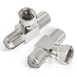 wlaniot F Type Splitter 3 Way Connector F Male to Dual F Female Coaxial Connector Adapter for TV Video VCR Antenna TV Cable Satellite Tuner Antenna 2pcs