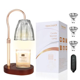 TOACSUCP Candle Warmer Lamp with 3 Bulbs, Adjustable Height Dimmable Candle Warmer with Timer, Compatible with Large Jar Candles, Candle Lamp with Charming Gift Box for Her/Him