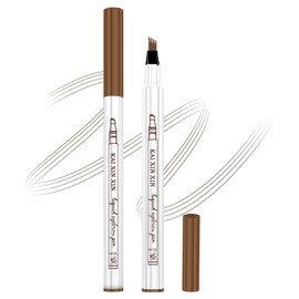 2PCS Waterproof Eyebrow Pencil Microblade Effect - 3D Microblading Magic Eyebrow Pen with 4 Micro-Fork Tip Natural Makeup Waterproof Long-lasting Brow Pen (Chestnut Color, 9g)
