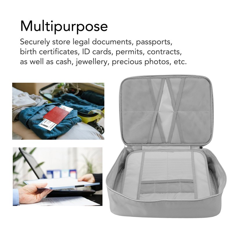 Fireproof Document Bag Portable Waterproof Office Important Document Storage Organizer