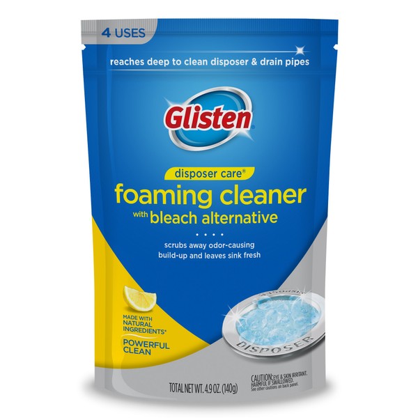 Glisten Garbage Disposer Foaming Cleaner, Lemon Scent, 2-Pack (8 Uses)