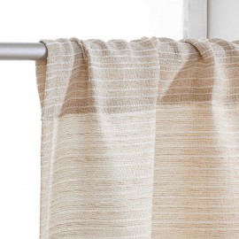Valea Home Chenile Stripe Linen Valance for Kitchen Rod Pocket Rustic Farmhouse Window Curtain Valances 18 inch Length for Bathroom Living Room, Natural, 1 Panel