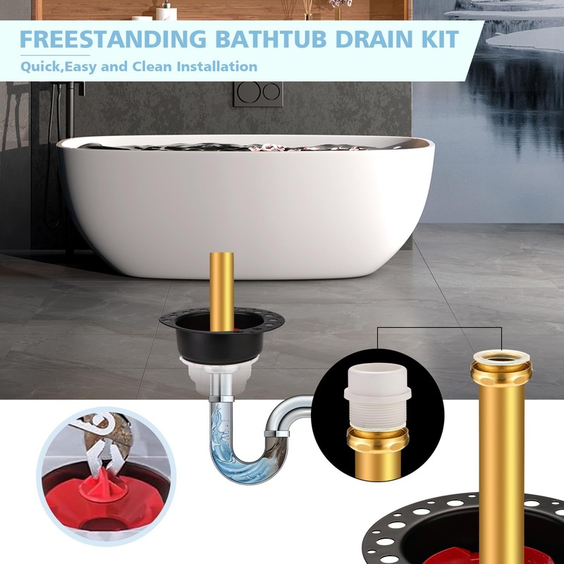 Freestanding Tub Drain Rough-in Kit, Bathtub Drain Kit with PVC