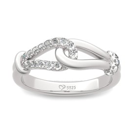 Jeulia Women's Ring, Ribbon, Infinity 925 Silver Material, Gift, Cute, Cubic Zirconia