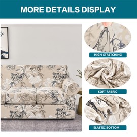 KRFOONN 4 Piece Stretch Sofa Couch Covers for 3 Cushion Couches Printed Sofa Slipcover with 3 Separate Seat Cushion Covers Washable Sofa Slip Covers Furniture Protector for Pets Kids (Large, 26)