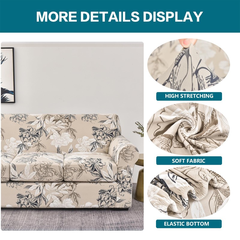 KRFOONN 4 Piece Stretch Sofa Couch Covers for 3 Cushion