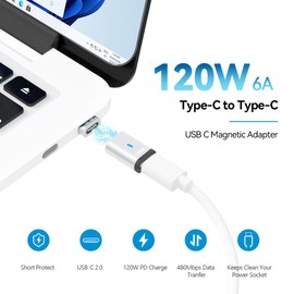 HESKUL USB C Magnetic Adapter 3Pack Straight 120W Magnetic USB C Connector 5Pins USB2.0 480Mbps Data Transfer for USB C Laptops, Tablets, Phones, Silver