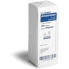MediChoice All-Purpose Sponge, Non-Woven, Non-Sterile, Hypoallergenic, 3x3 Inch, White, 1314SPNG3501 (Case of 4000)