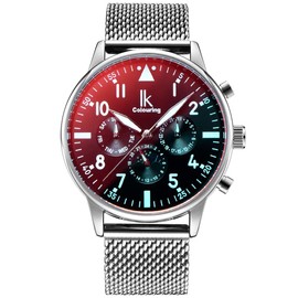 Alienwork IK Automatic Watch Men Women Chronograph Mesh Strap, Silver/black/silver movement/mesh strap silver, Bracelet