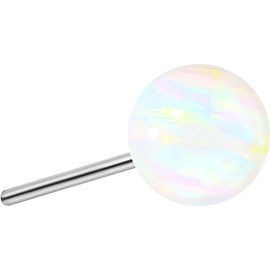 PIERCINGLINE Titanium Attachment with Push Pin White Synthetic Opal Ball without Labret Stud Piercing Ear Helix Tragus Conch Choice of Sizes, Titanium Created Opal