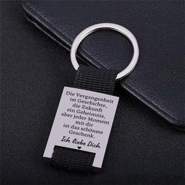 Premium Key Ring with Elegant Engraving as Guardian Angel I Lucky Charm for Woman and Man I Gift Drive Careful I Love You, The Past Is History