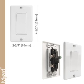 Durablow WS1001-W Wired Wall Mounted On/Off Fireplace Control Switch Kit (Plastic White)