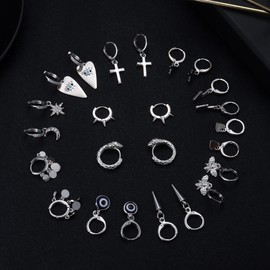 Kakonia Gold Drop Dangle Earrings for Women,Small Huggie Hoop Earrings,Hypoallergenic Dangling Drop Earrings with Cross/Star/Bee/Moon/Lightning,Fashion Jewellery Girls Gifts